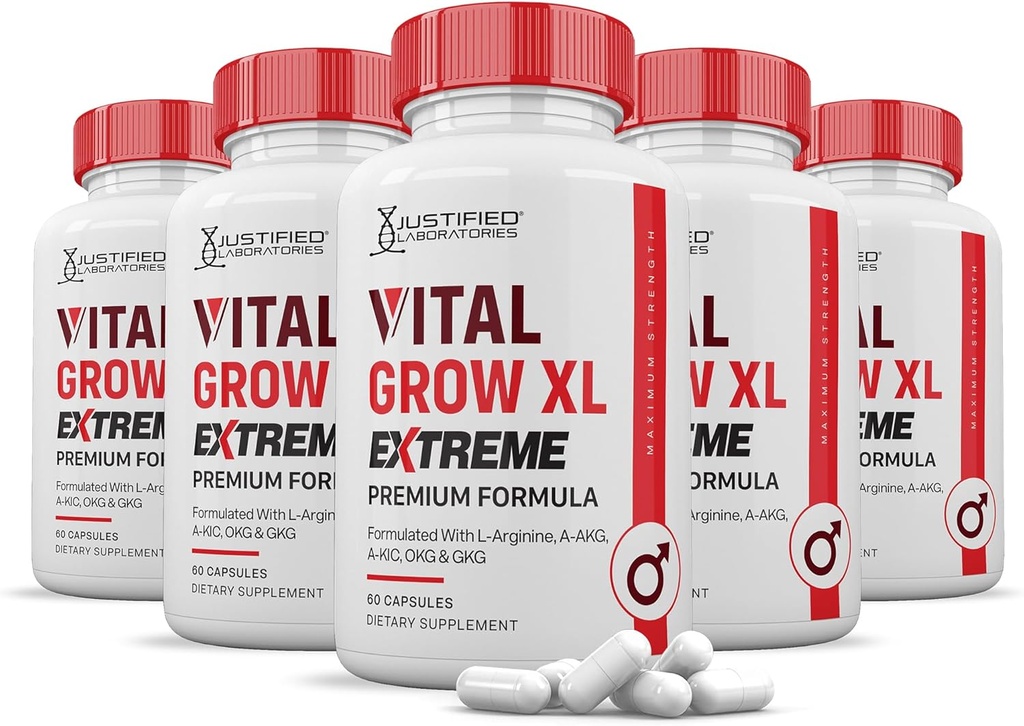 (5 pakend) Vital Grow XL Extreme Pills 1600MG Premium Formula Proprietary Blend for Men's Health 300 kapslit