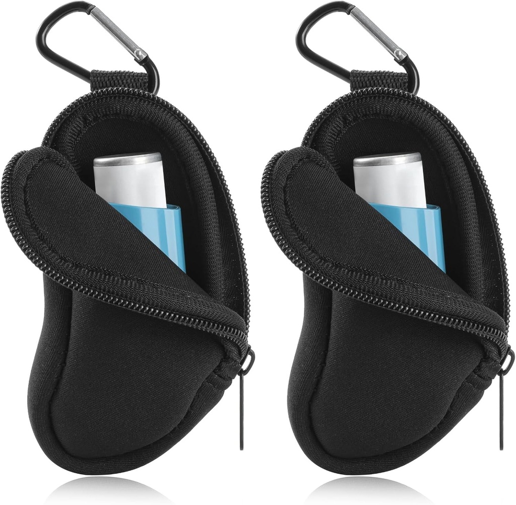 Asthma Inhaler Carrying Holder Neoprene Travel Inhaler Міні сумка для L-Shaped Inhaler, Inhaler Не включено (чорний 2PCS)
