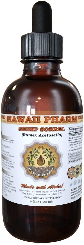 HawaiPharm Sheep Sorrel Liquid Extract, Organic Sheep Sorrel (Rumex acetosella) Tincture, Herbal Papildinājums, Ražots ASV, 2 fl.oz