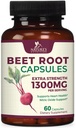 Beet Root Capsules - 1300mg per Serving - Extra Strength Organic Beetroot Powder Supplement - Supports Nitric Oxide Production, Heart Health & Natural Energy - Bottled in USA - 60 Veggie Capsules