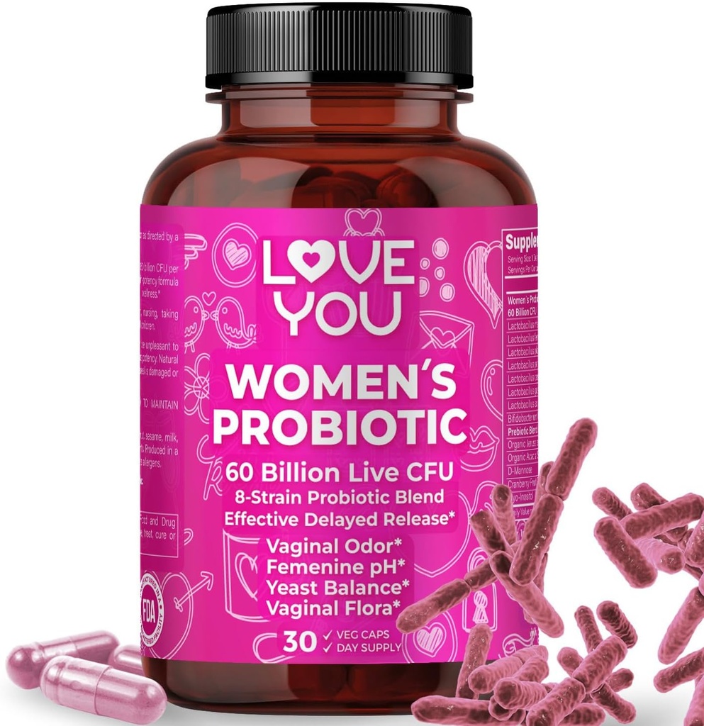 愛 あなた 女性 プロバイオティック, Ph バランス, Ut, Feminine, Vaginal Health Supplement, Digestive, Pre + Pro + Postbiotic, Delayed Release, 60 Billion Live CFU, 8-Strain Probiotic Blend, 30 Veg Caps 提供