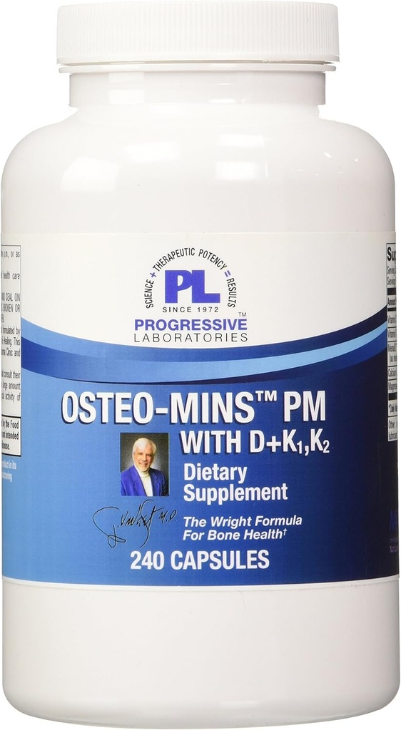 Progressieve Labs Osteo-Mins PM met D Plus K1 en K2 Supplement, 240 Tellen