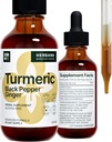 Turmeric 3-in-1 Liquid Extract - Curcumin " Ginger, Black Pepper - Natural Herbal supplement - Immune and Brain Booster Tincture (2 FL OZ)