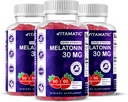 Vitamatic Sugar Free Melatonin 30mg per Gummy - 60 portioner - 60 Vegetariska Gummies - Icke-Habit Forming Supplement (60 greve av 3)