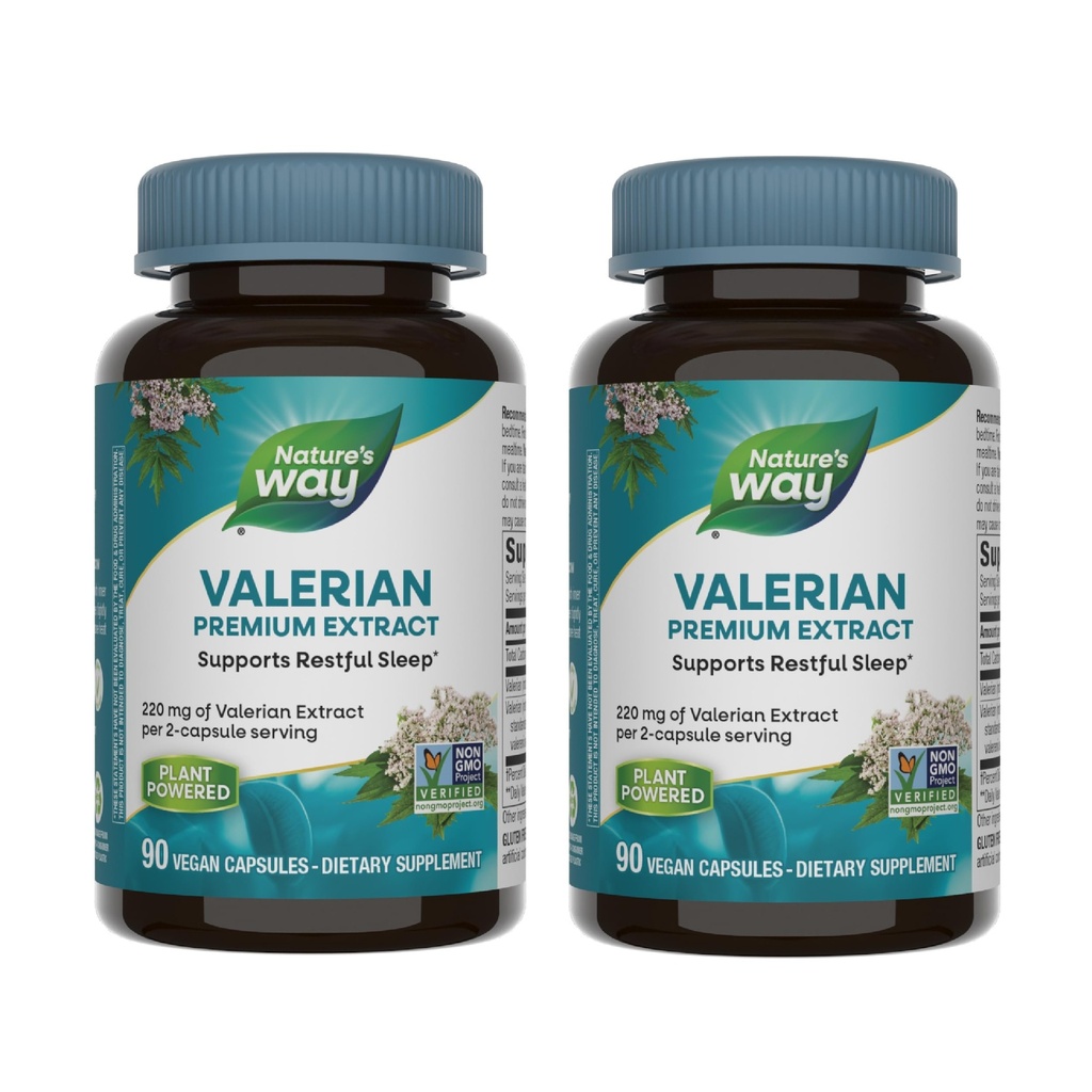 Nature's Way Valerian Premium Extract - 220 mg of Valerian Extract per 2-Capsule Serving - Supports Restful Sleep* - Non-GMO Project Verified - Herbal Supplements - Gluten Free - 90 Capsules