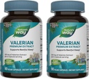 Nature's Way Valerian Premium Extract - 220 mg d'extrait de valérian par portion de 2 capsules - Soutient le sommeil reposant* - Projet non-OGM vérifié - Suppléments à base de plantes - Sans gluten - 90 Capsules (2 Pack)