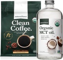 Natural Force Organic Dark Roast Clean Coffee + Organic MCT Oil Bundle - 100% puhas kookospähkli MCT & Mold & Mycotoxin Free Coffee - Non-GMO, Keto, Paleo ja Vegan - 12 Oz ja 32 Oz