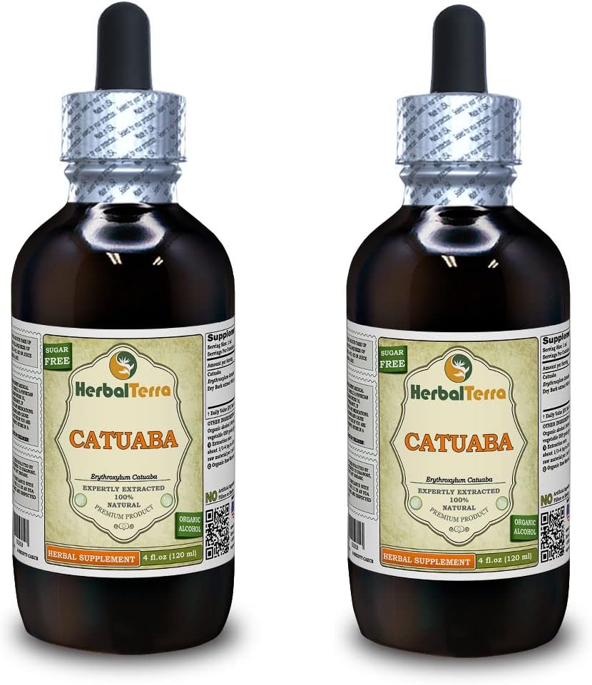 Catuaba (Erythroxylum Catuaba) Настоянка, Витяг Dried Bark (Бренда: HerbalTerra, Proudly Made in USA) 2x4 fl.oz (2x120 мл)