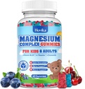 Barn Magnesium Gummies - Magnesium Glycinate Citrate Chewable Supplement med vitamin B6, D3, Passion Flower, L-theanin - Sugar Free Calm Magnesium för barn och vuxna sova, humör, avkoppling, 60 Chews