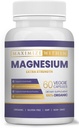 Magnesio osagarria - 600mg Magnesium Glycinate - Hezur Osasuna, Muscle funtzioa onartzen du - Vegan, GMO - 60 kapsulak