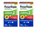 PreserVision Eye Vitamin & Mineral Supplement AREDS 2 Formula + CoQ10, 2-in-1 Health Benefits, 100 Softgels (2 per Day) Pack of 2