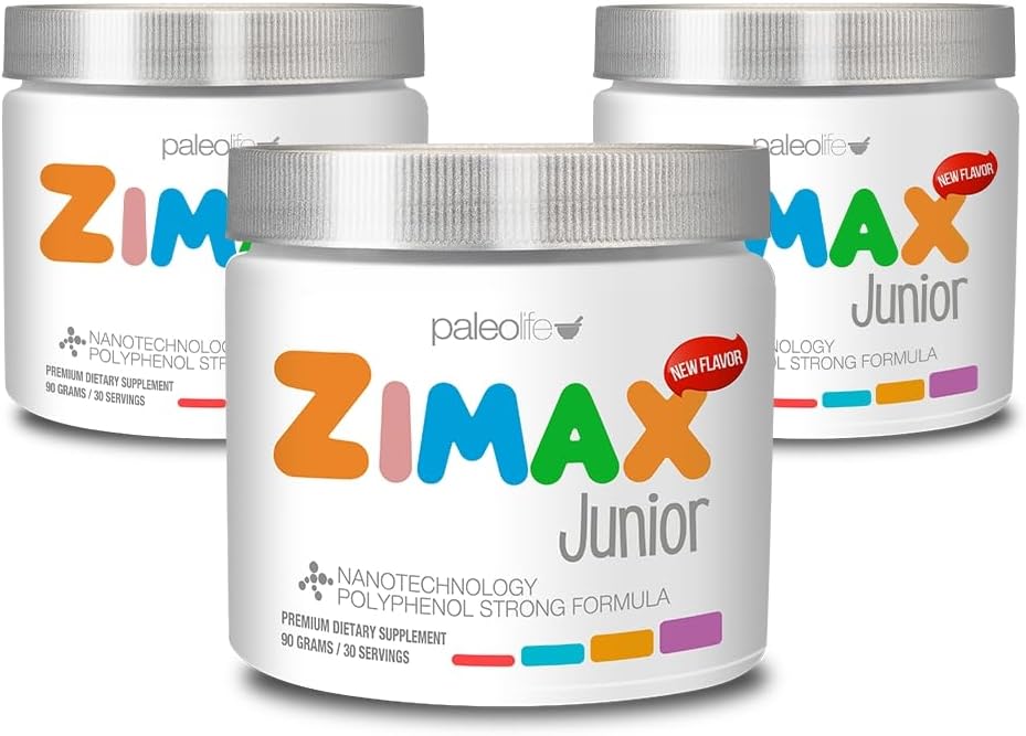 ZIMAX Junior Super ANTIOXIDANT per bambini e adolescenti tra 4 e 16 anni - 100% naturale con vitamina c, magnesio e vitamina d3 - Curcumina ad alto assorbimento, zenzero + minerali