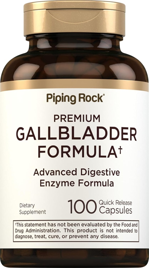 Piping Rock Gallbladder Suplemento  100 Capsules ← Advanced Digestive Enzyme Complete Formula for Men ' Women ← Non-GMO &amp; Gluten Free