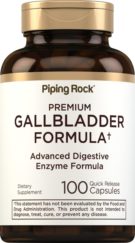 Piping Rock Gallbladder Supplement | 100 Quick Release Capsules | Advanced Digestive Enzyme Complete Formula for Men & Women | Non-GMO & Gluten Free