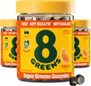 8Greens Daily Fiber Super Greens Gummies - Tangerine Flavor: Impulsar o sistema inmune ea saúde Digestiva con 8 verdes reais - Fórmula non GMO, Chewables, 50 Gummies, Paquete de 3