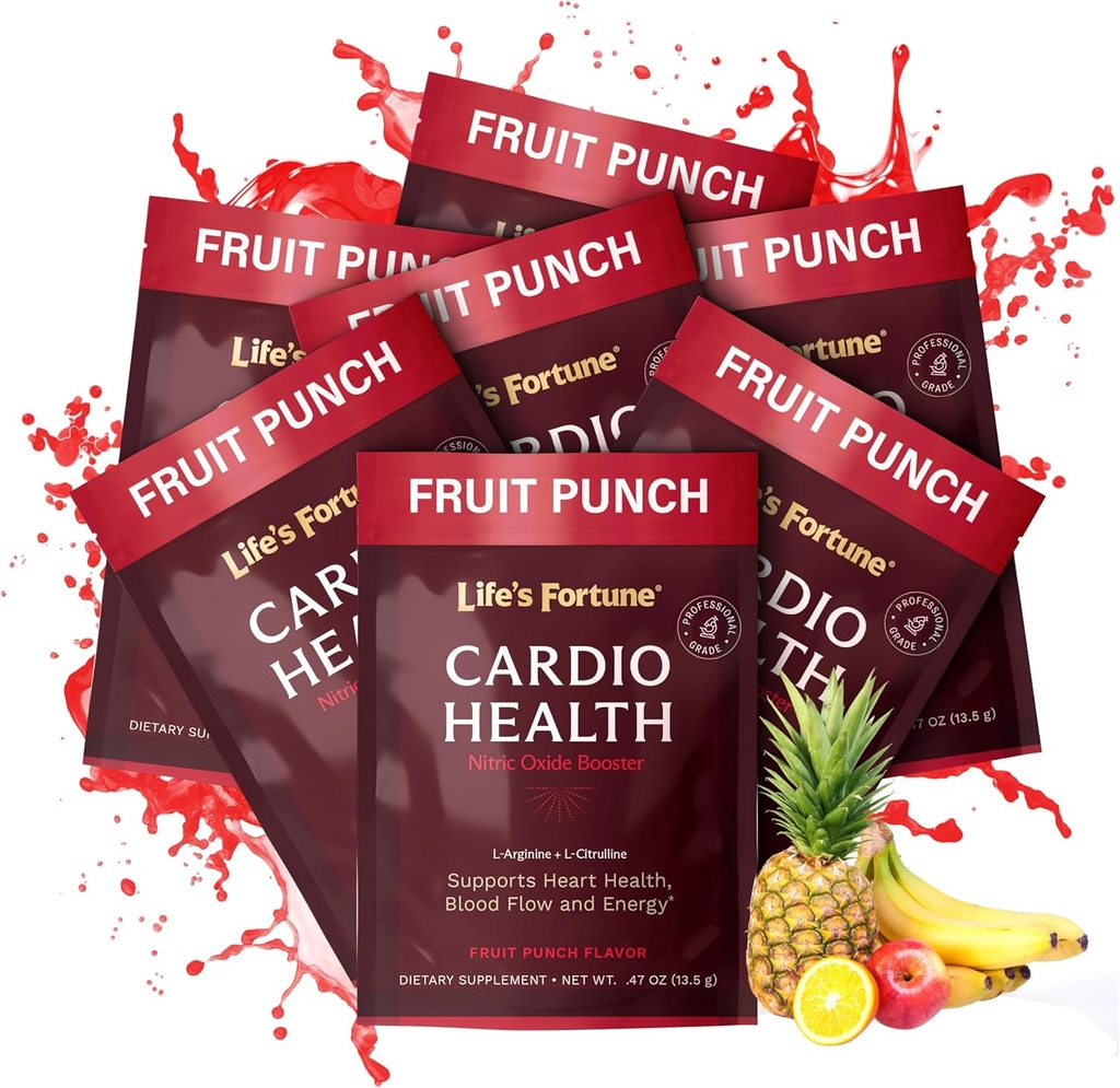 Life's Fortune L Arginine L Citrulline Supplement Toz - Natural Fruit Punch Flavor ilə Yüksək Potensiyyat Nitric oksigen (7 məhsul)