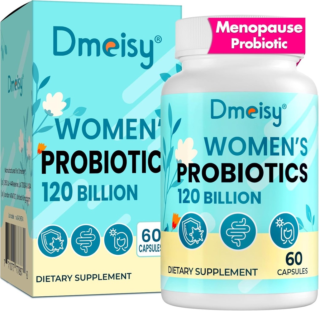 תוספי Menopause עבור נשים, 120 מיליארד CFU Probiotic, 13-in-1 Herbs Probiotics Complex, עבור Menopause הקלה, הורמון איזון, פלאשים חמים, לילות מזיעים, Mood Swings, Gut & Immunity - 60 קפסולה