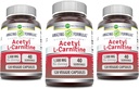 Fórmulas sorprendentes Acetyl L-Carnitina 1500 Mg Per servente Capsules Suplemento | Non-GMO | Gratuíto de glute | Made in USA | Apto para Vegetarios (120 Count) | Pack de 3