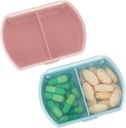 Sibba Pill Organizer Box Case 2 PCS Su Seyahat Tıpları Konteyner Purse Essentials Small Cute Fish Oil Holder Supplements Mini Pillbox Hologramı Hatırlatıcı Port Pocket Pouch Aksesuarları