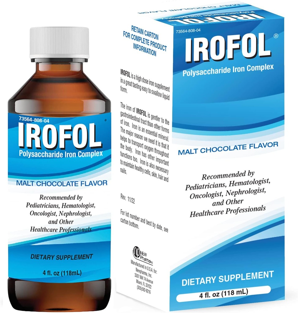 High Potency Liquid Iron Dietary Supplement | Järn för barn och vuxna | Järn Supplement för kvinnor och män | Malt Chocolate Flavor | 4 fl oz (118 ml) | 100mg Polysaccharide Iron Complex för Anemia Iron Deficiency and Energy Support | Sugar Free Alcohol Free |