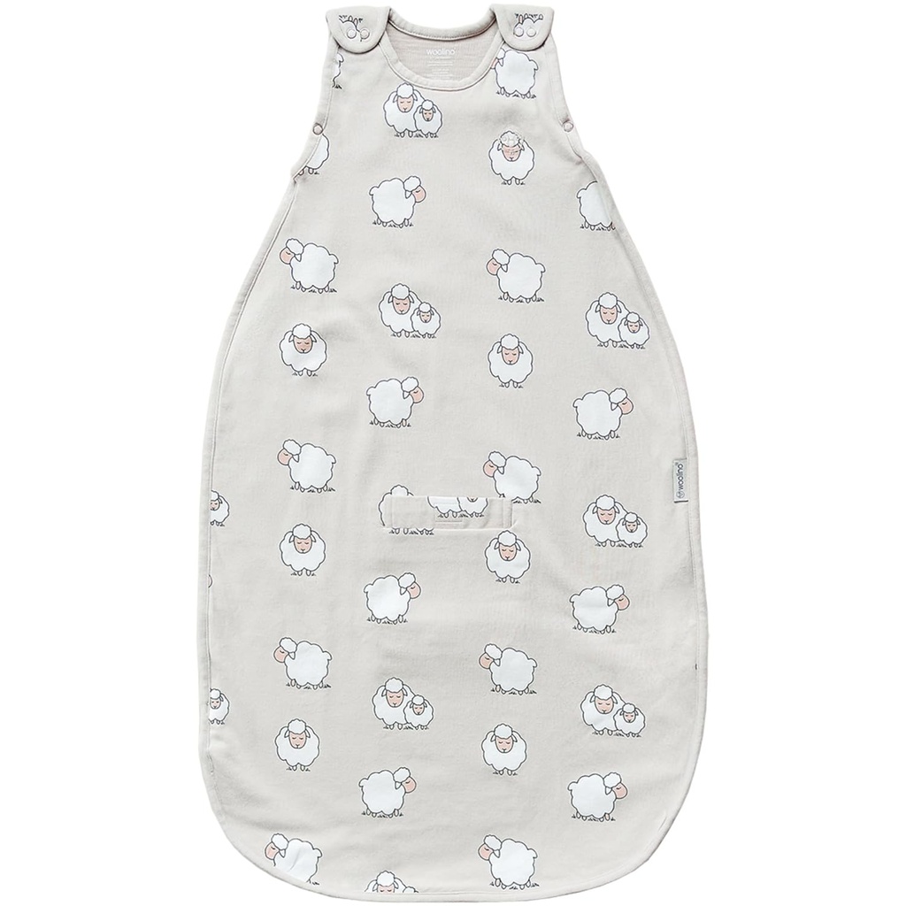 Woolino 4 Season Sleep Sack - Ultimate Merino Wool and Organic Cotton Sleeping Bag - Two-Way Zipper Adjustable Universal Size Sleep Sack for Baby (2-24 Months) - Sheep