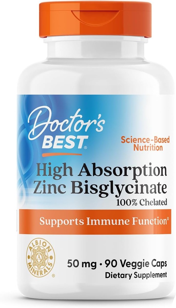 Beste hohe Absorption Zink Bisglycinat 50mg hohe Potenz Unterstützung Immunsystem Antioxidans VC, 90 Count