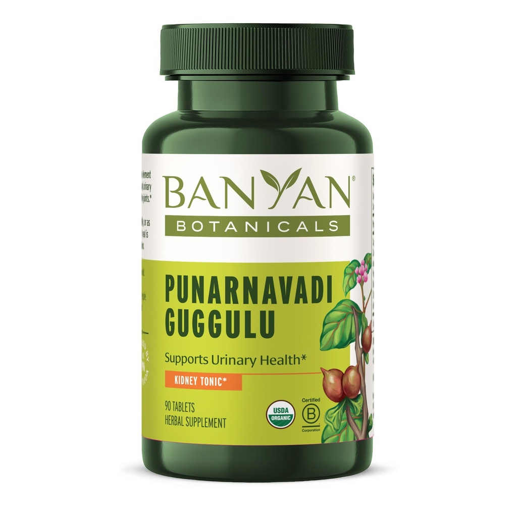 Banyan Botanicals Organic Punarnavadi Guggulu – Systemic Fluid Balance & Kidney Support Supplement – with Guggulu Resin & Punarnava for Joint Comfort & Urinary Health – 90 Tablets – USDA Organic