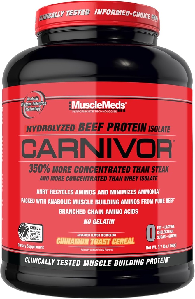 ΜύεςMeds Carnivor Beef Protein Isolate, 0 Λακτόζη, 0 Ζάχαρη, 0 Λιπαρά, 0 Χοληστερόλη, Κανέλα τοστ δημητριακά, 4 Lb, 56 Σερβίρισμα
