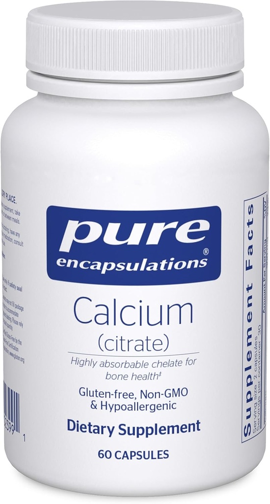 Pure Encapsulations Calcium (Citrate) - Доповнення для Bone, Teeth, Colon та серцево-судинної підтримки здоров'я* - з Premium Calcium Citrate - 60 капсули