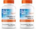Doctor's BEST Vitamin D3 5000IU, Non-GMO, Gluten & Soy Free, Regulates Immune Function, Supports Healthy Bones, White, No Flavour, 180 Count (Pack of 2)