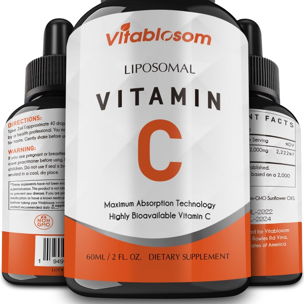 Liposal Vitamin C 2000mg Liquid for Adults, High Absorpsi VIT C, Maksimalkan Vitamin C, Imune System & Antioksidant Dukungan, 60ML (1 Botol)