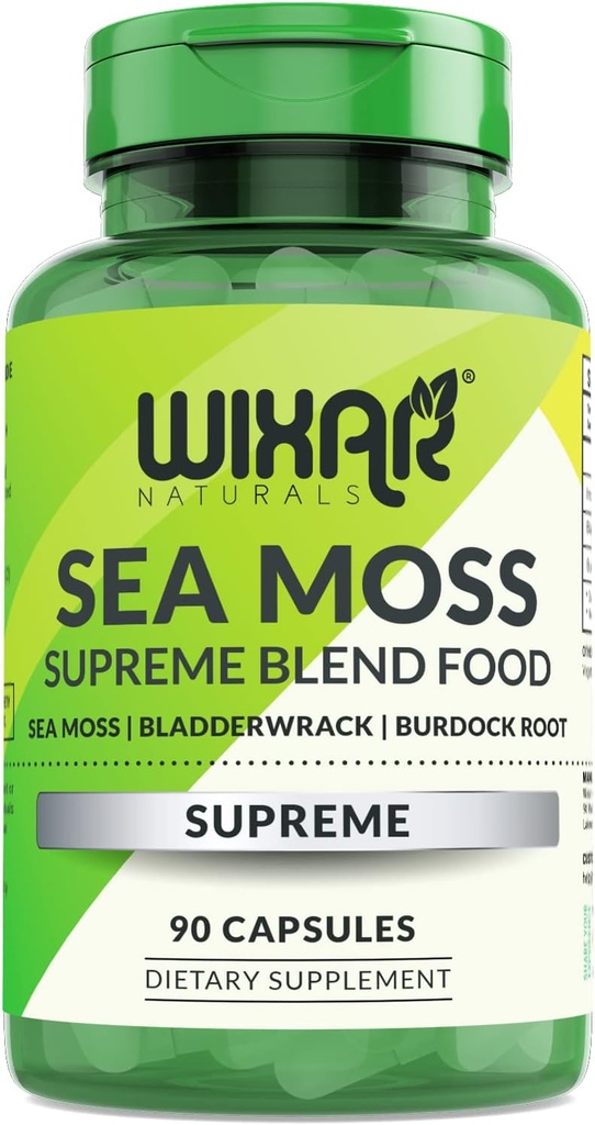 ים אורגני Mosss כמוסות - Bladderwrack עם Burdock Root כמוסות - Irish Seamos Pills - Stronger Than Sea Moss Gel - Dr Sebispire - Raw Sea Mosאבק - Irish Moss (90 Caps)