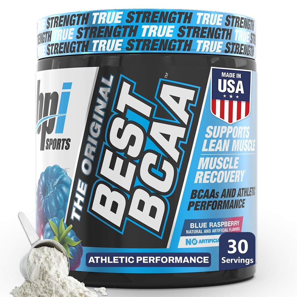 BPI Sports Best BCAA Powder - Muscle Recovery Support - Branched Chain Amino Acids | Building Blocks of Protein and Muscle - Post Workout Recovery – Hydration - Blue Raspberry, 30 Servings