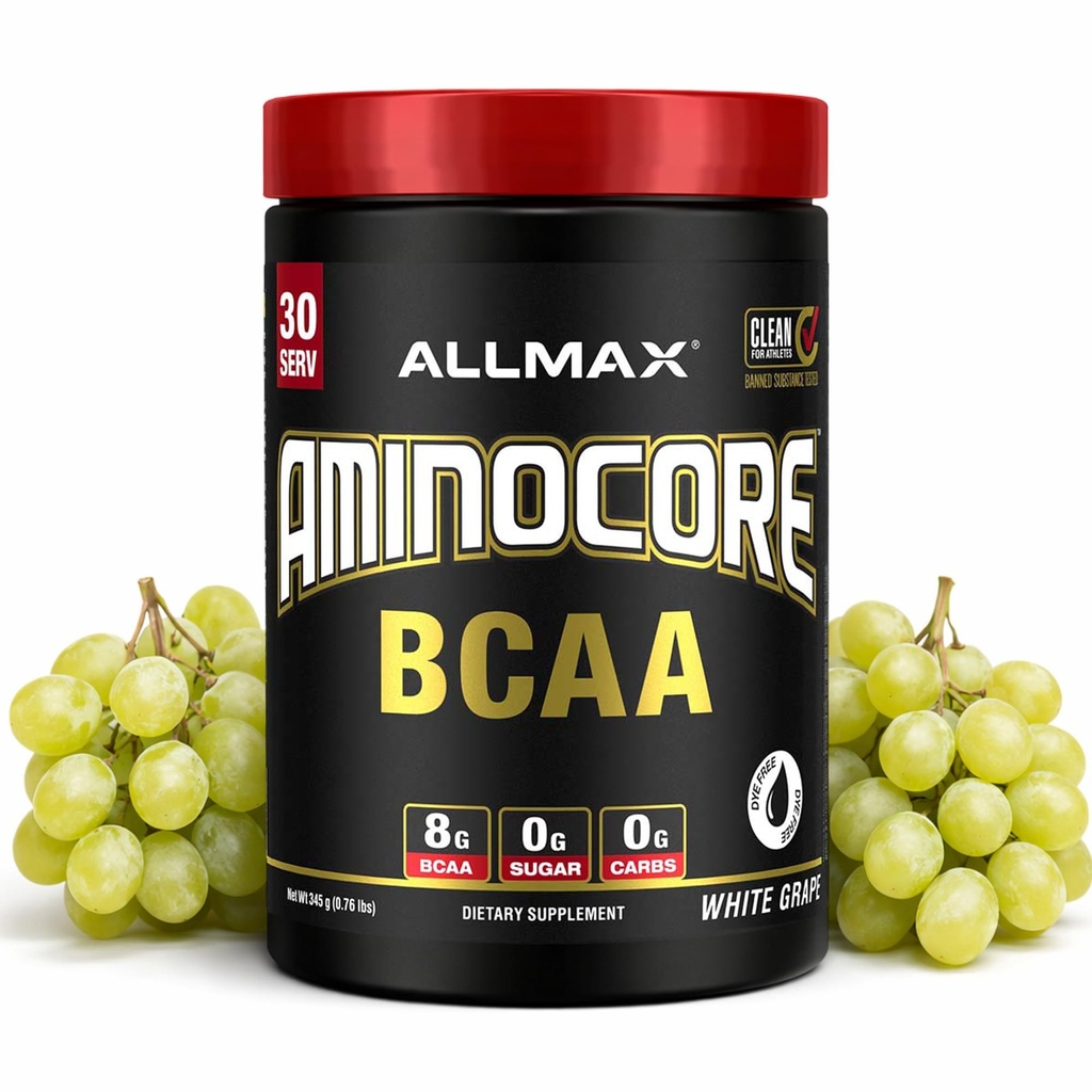 ALLMAX AMINOCORE BCAA Powder, White Grape, 30 Servings, 345 g
