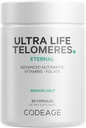 Codeage Ultra Life Telomeren Supplement - 5 MTHF Folate Vitamine B9, Vitamine B12 Methylcobalamine, Vitamine D3, L-Theanine, Ashwagandha - 3-maand levering - DNA, Methylation Cycle - Non-GMO - 90 Capsules