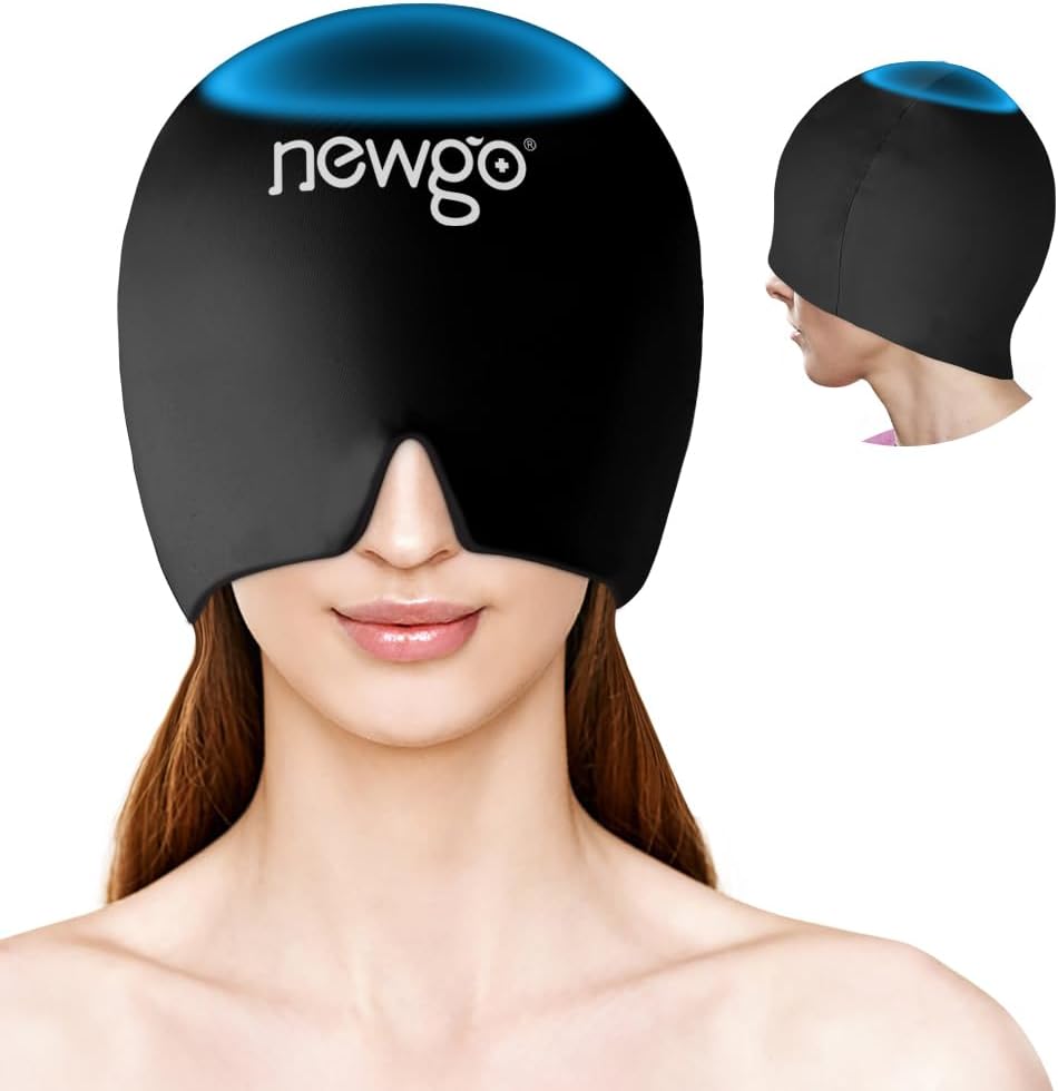 NEWGO Migraine Relief Cap Headaches Ice Cap з Top Coverage, Гаряча і холодна терапія, Migraine Headache Relief Cap для напруги, стресу і хангвер