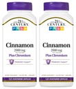 21st Century Cinnamon 2000 mg Per Serving Plus Chromium Vegetarian Capsules 120 Count - Pack of 2
