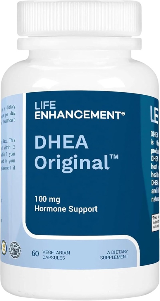 Life Enhancement DHEA Original - 100 mg DHEA Supplement mit 10 mg Vitamin C- 60 Portionen