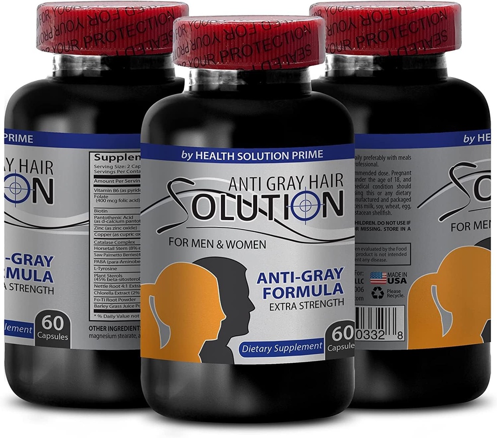 Pil Pembalikan Rambut Abu-abu - Tambahan Biotin - AntiGray Solution