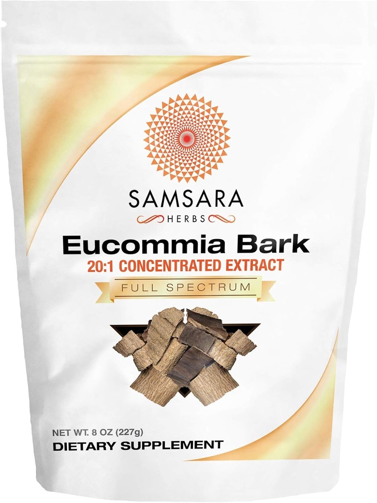 Samsara Herbs Eucommia Extract Powder - 20: 1 Koncentrovaný extrakt (8oz / 227g)