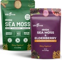 KIKI Green Sea Moss Powder Bundle - Imunity Support Superfood Complex 8 oz, 6 oz - Raw Sea Moss, Burdock Root, Bladderwrack, Elderberry Extract - pro zvýšení imunity, Energy & Health Support