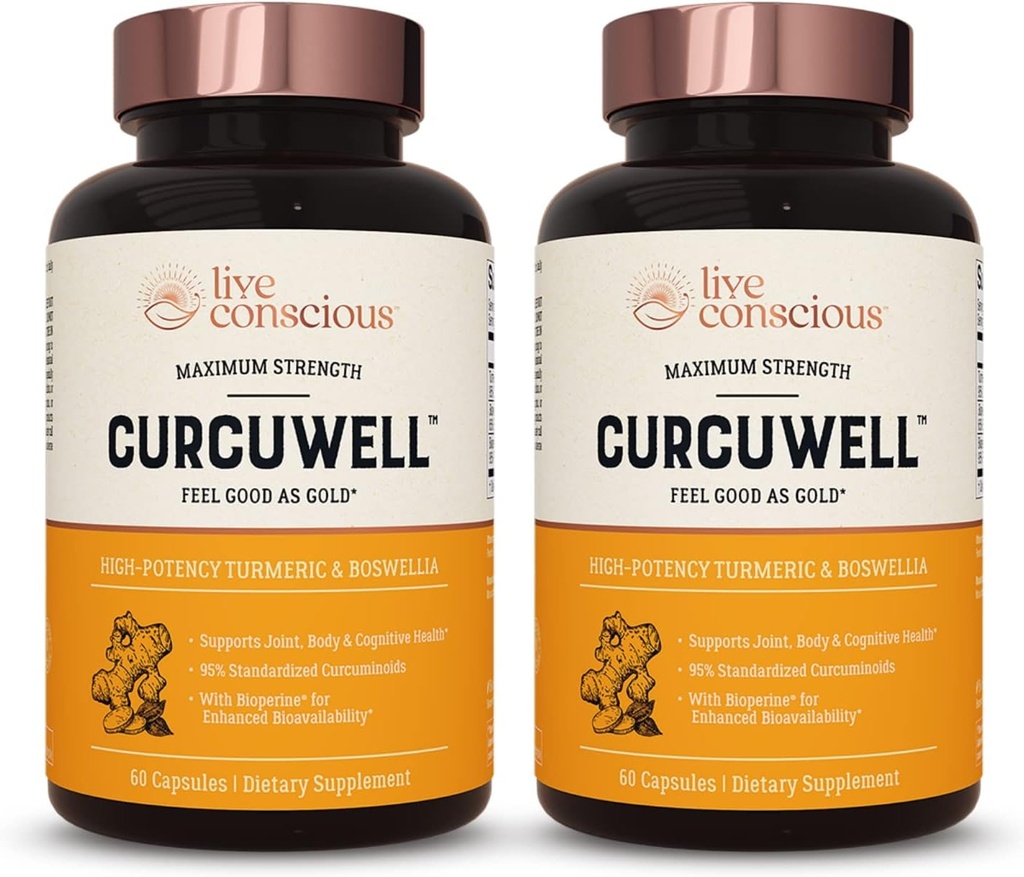 CurcuWell Consciente ao Vivo - Curcumin e Boswellia Misturar o máximo de força junta, corpo e suporte cognitivo - 60 dias de fornecimento (2-Pack)