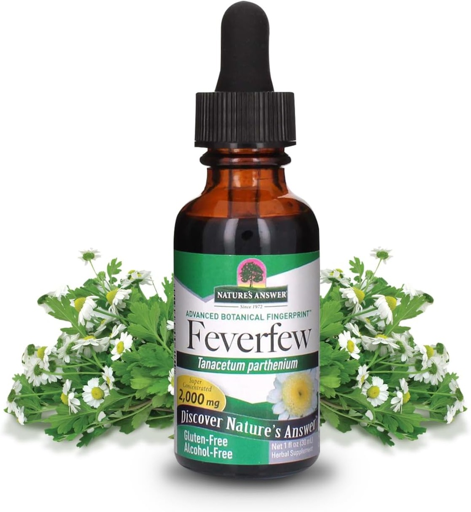 Green's answer אלכוהול חינם Feverfew 2000 מ"ג 1oz לחלץ | מקדם את מלוא הישות | מקור של Parthenolide | No Artificial Flavors or Preservatives