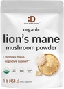 DOLL SUPPLEMENT Organic Lions Mane Gumópor kiegészítés, 1,500 mg Per Serving, 1lb - Aktív gyümölcsöző test & Mycelium kivonat - Natural Brain Nootropic & Immune System booster - Non-GMO