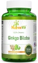 NutreeVit %100 Ginkgo Biloba kapsula organikoak - Garuneko osasuna, alerta mentala, zirkulazioa eta memoria handitzen ditu - Antioxidatzaile organikoa - 100 Count botila