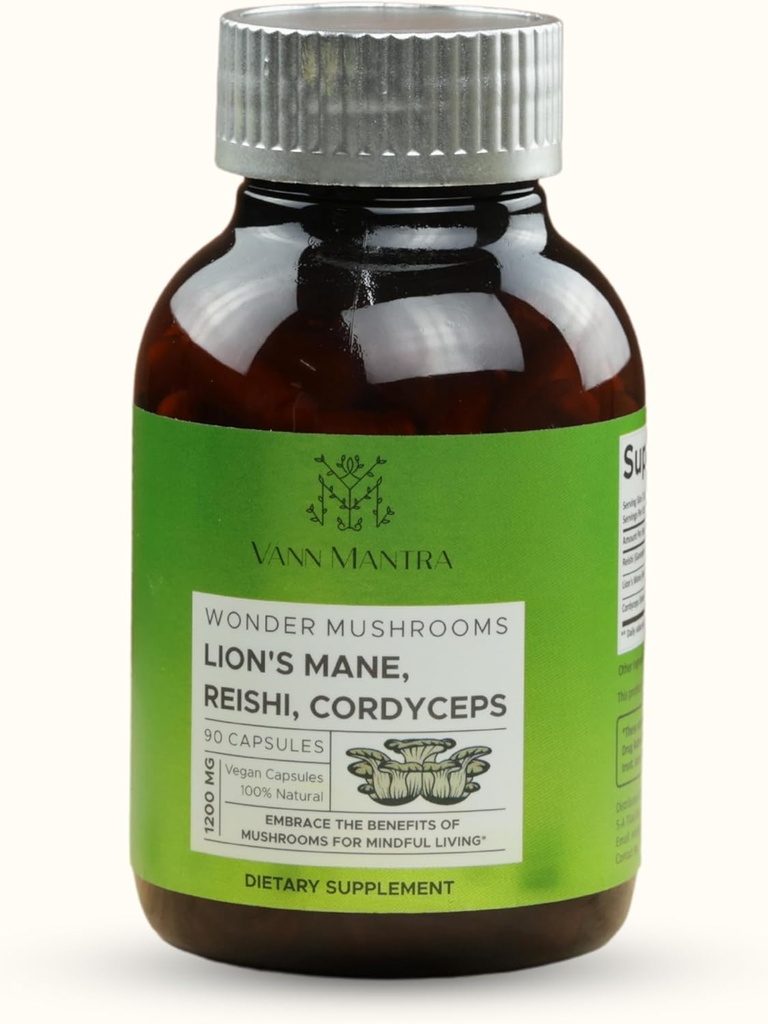 Leion's Mane Mush room suplementari - 1200mmg, 90 Vegan Capules - Suporta memòria, memòria mental, focus i concentració - Booster de la funció Cognitive - Fórmula Branes Natural