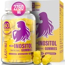 Myo- Inositol & D- chiro Inositol, Inositol Gummees with D3 vitamin, Magnézium Glycinate, Omega3, Folate & Cink, Inositol Supplement Menstrual Cycle for Women- 40: 1 Ratio- 30 Day Supply
