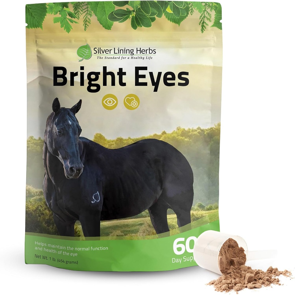 Silver Lining Herbs Bright Eyes Vitamins - Horses Eye Supplements to Support Capillary Health, Great Vision, & Global Eye Health - Plant-Based Herbal Horse Supplements - 1 lb 60-Day Supply