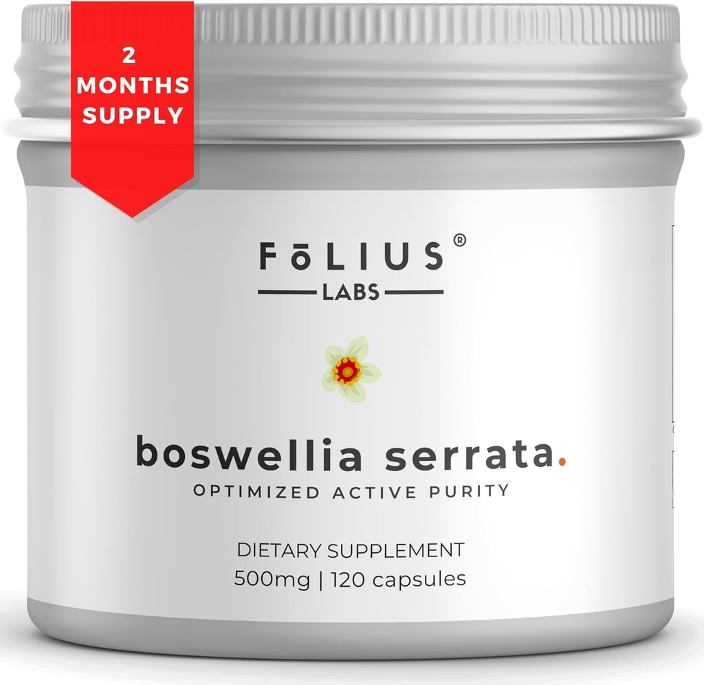 Boswellia Serrata Extract Dodatek 500mg - Zdravá společná podpora, Muscle Relief Support - 65% Boswellic Acids - Extrahované z indického Olibanum / Frankincense, 120 Caps