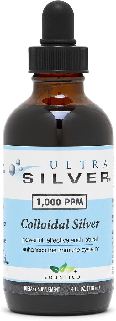 Ultra Silver® Colloidal Silver | 1000 PPM, 4 Oz (118 ml) | Mineral Supplement | True Colloidal Silver - med Dropper